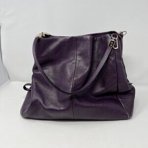 Coach Plum Purple Pebbled Leather 3 Compartments Hobo Shoulder Bag F1376-26224